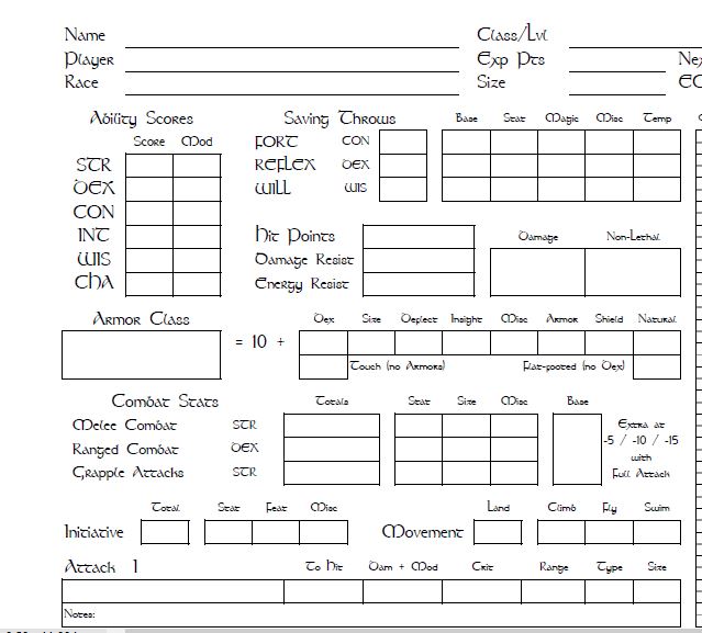 monster character sheet 5e